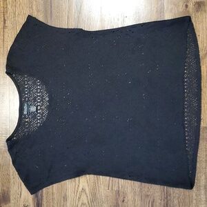 Womens Lucky Brand black lace sheer top size M